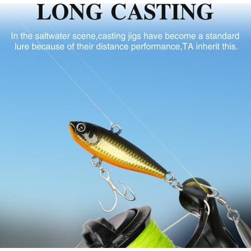 TSURINOYA 360° Spinner Bait Long Casting Fishing Lure 43mm 24g Metal VIB JIG Bait Saltwater Sinking Seabass Fishing Tackle