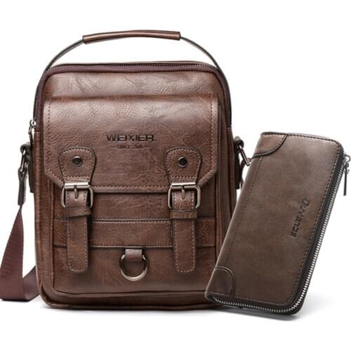 2020 Men Shoulder Bags for 10.5" Ipad PU Leather Men Bag Business Male Messenger Handbags Bags Man Crossbody Travel Zipper Purse