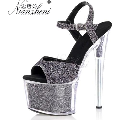 17CM High heels Thin Heels Pole dance shoes stripper heels Models Party Full dress Nightclub Platform Stage Show Sexy Elegant