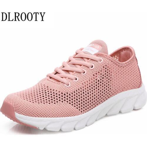 Women Flats Casual Shoes Summer Fashion Outdoor Breathable Mesh Couple Shoes Lace Up Woman Platform Hollow Round Toe Walking