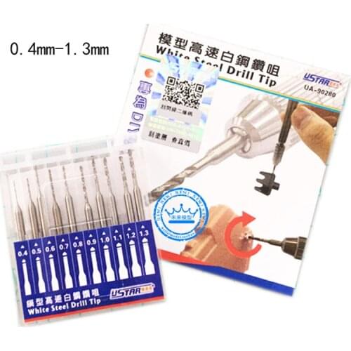 U-STAR UA-90280 10 In 1 High Speed White Steel Drill Tips,0.4~1.3mm