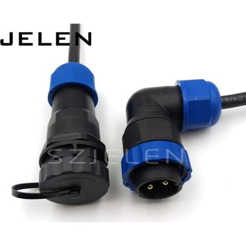 SD20 waterproof connector 2 pin plug socket IP68 2pin power cable connector, Cable docking connector male and female