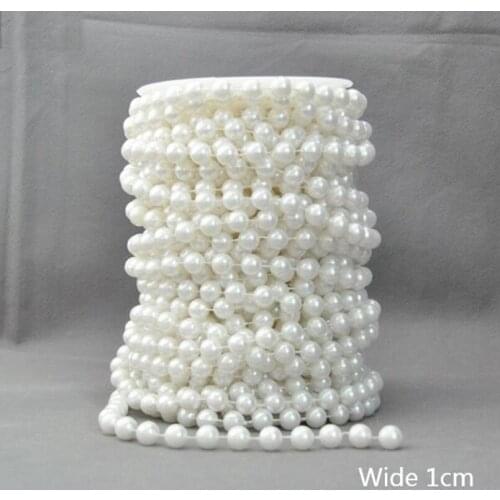 1M White Beaded Trim Multi-Size Lace Crystal Beads ABS Imitation Pearl Beads Trim For Wedding Dress Costume Applique Crafts VG33