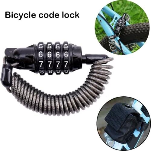 180cm Bike Lock Cable 4-Digit Combination High Security Helmet Lock Cable with Storage Bag for Motorcycle Motorbike Bicycles