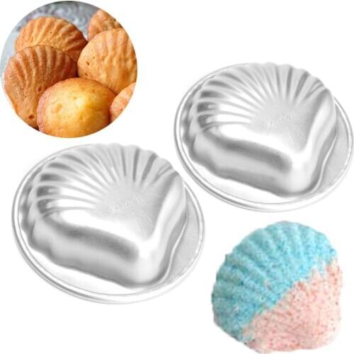 2pcs DIY New Aluminium Alloy Shell Shape Bath Bomb Mold Cake Jelly Metal Molds