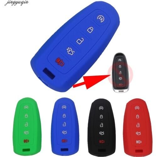 Jingyuqin 5 Buttons Silicone Key Cover For Ford Escape Explorer Edge Flex Focus Taurus Lincoln Mks Car Key Case For Car