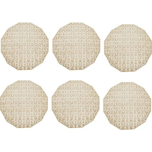 6pcs Hollowed Out Placemats For Dining Table Table Mats Wipeable Place Mat For Holiday Wedding Dinner Table Decoration Gadget