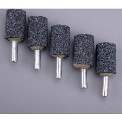 5Pcs/Set 1/4" 6mm Shank Mounted Grinding Stone Abrasive Wheel Gray for Drill Rotary Grinder Cylinder 20mm Polishing DIY