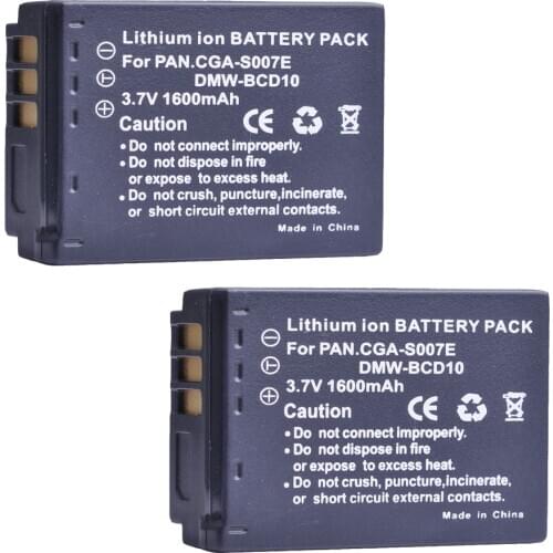 1600mAh DMW-BCD10 CGA-S007E CGA S007 S007E BCD10 Battery For Panasonic Lumix DMC TZ1 TZ2 TZ3 TZ4 TZ5 TZ50 TZ15 Camera
