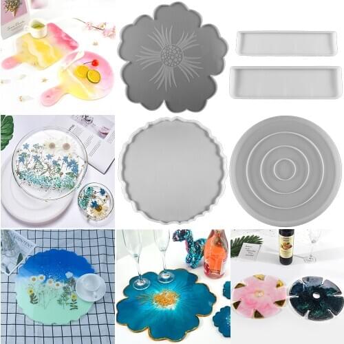 Big Square Round Plate Resin Mold Fruit Disc Tea Tray UV Epoxy Resin Mould Coaster Silicone Molds Art Craft Jewelry Making Tools