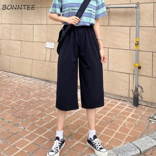 Pants Women Simple Summer Loose Casual Basic Trousers Unisex All-match Ulzzang Daily Popular Fashion Solid Straight Students Ins