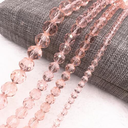 4/6/8/10mm pink 32 Faceted Austria Transparent Faceted Crystal Ball Beads Spacer Beads for Necklace and DIY Bracelet Making #13