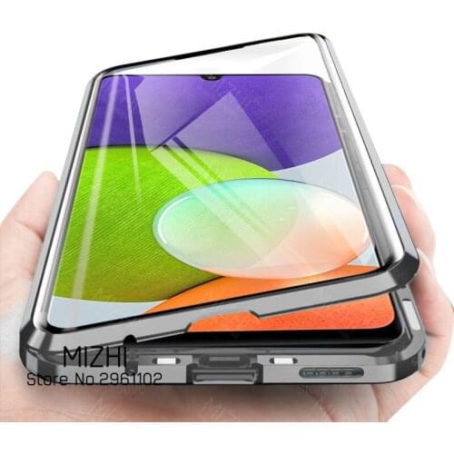 For Samsung Galaxy A22 4G Case 360 Magnetic Flip Cases For Samsung Galaxy A22 A 22 22A 4G Double Sided Glass Phone Cover Coque