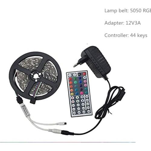 RGB LED Strip 5m 5050 DC12V Waterproof Led Strip Light Flexible Lighting Ribbon Tape Controller Adapter Set