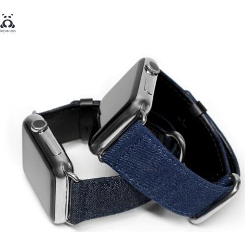 Lebanda denim strap suitable for Apple Watch series6 SE5 4 3 2 1classic buckle two-color denim strap suitable for iWatch 40 44mm