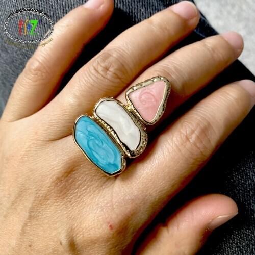 F.J4Z New Punk Triangle Finger Rings for Women Trendy Enamel Geometric Big Ring Adjustable Rings Female Jewelry Gifts Dropship