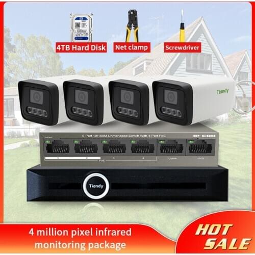 JSMAX 4CH HD POE NVR Kits Outdoor IP Cameras 4million pixel infrared monitoring package P2P Video Surveillance Set