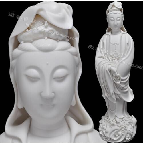 Collection of 17 inch pie like Xu crossing Guanyin Guanyin Buddha Dehua white porcelain ceramic decoration high-grade decoration