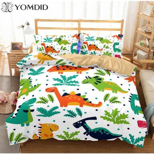 2Pcs/3pcs Printed Bedding Sets Children Room Cartoon Animal Duvet Cover With Pillowcases Queen/King Bedroom Duvet Cover Sets