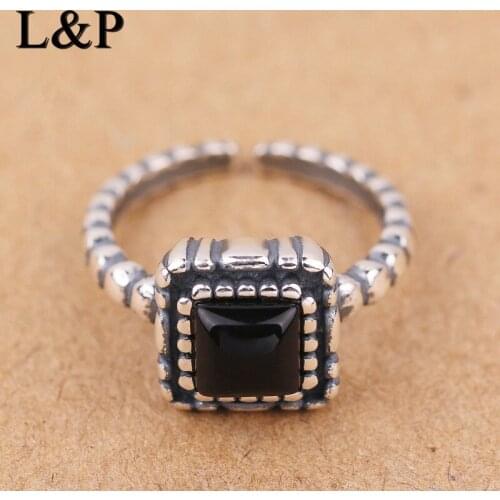 L&P Elegant Fashion Agate Rings 100% 925 Silver Ring For Women Men, Natural Gemstone Fine Jewelry Wholesale For Christmas Gift