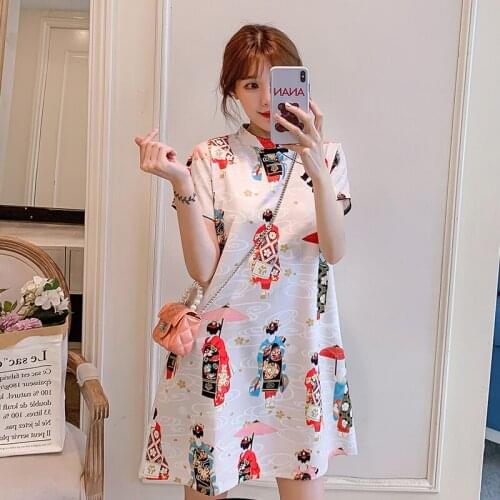 9951# Maternity Dress Summer cheongsam Short Sleeve Easy Matching Loose Stylish Dress for Pregnant Women Mom Dress