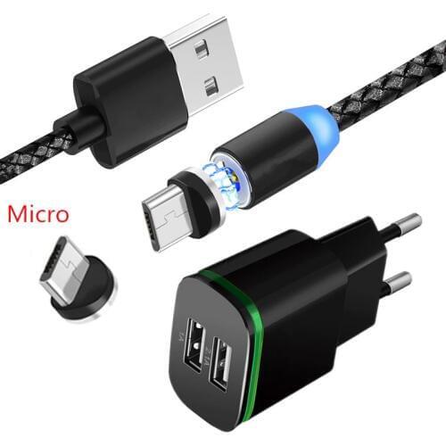 For Samsung galaxy S7 A7 2018 A6 J6 J4 Xiaomi 7A Redmi 5 4X Note 6 Pro HTC One E9 M7 Magnetic Micro USB Cable Phone wall charger