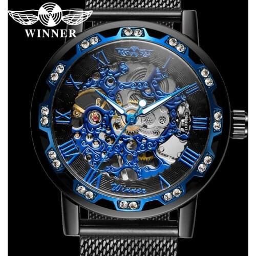 WINNER Mechanical Men Wristwatch Military Army Sport Male Clock Top Brand Luxury Skeleton Stainless Steel Man Watch Gift 8012
