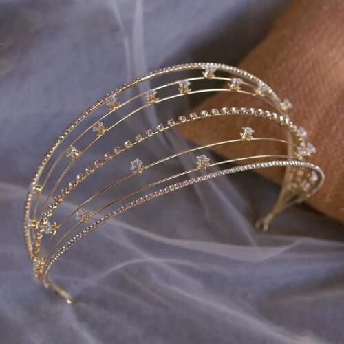 Multi-layer Gold Elegant Wedding Headbands Tiara Bridal Hairbands Wedding Hair Accessory Prom Hair Jewelry