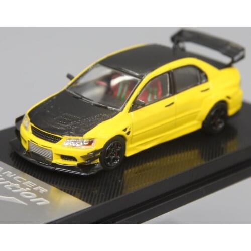 CM Models 1/64 Model Cars Mitsu Lancer EVO IX Yellow Carbon JDM Diecast Supercar Racing Car Gift for Boys Girls Display Case