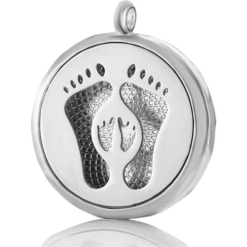 MODKISR High Quality Wholesale New Listing Perfume Freshener Diffuser Magnet Stainless Footprint Wild Trendy Necklace Jewelr