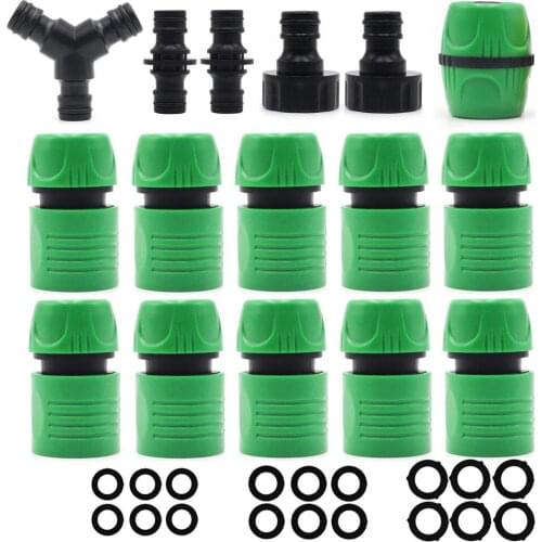 Garden Hose Connecting Accessories Set Quick Connect Fittings Quick Couplings Double Connector & Y-coupling 16pcs Combination