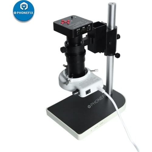 Digital Video Microscope Set 38MP 1080P 60F/S HDMI VGA Video Camera 130X C-Mount 56 LED Light for PCB Board Soldering Repair