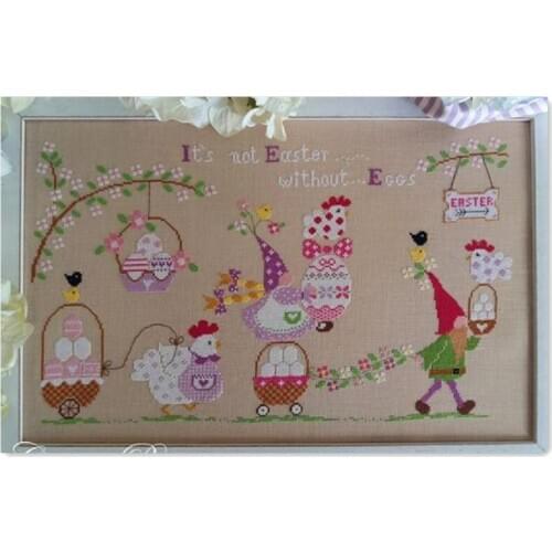 Happy easter cross stitch kit cartoon design cotton silk thread 14ct 11ct linen flaxen canvas embroidery DIY needlework