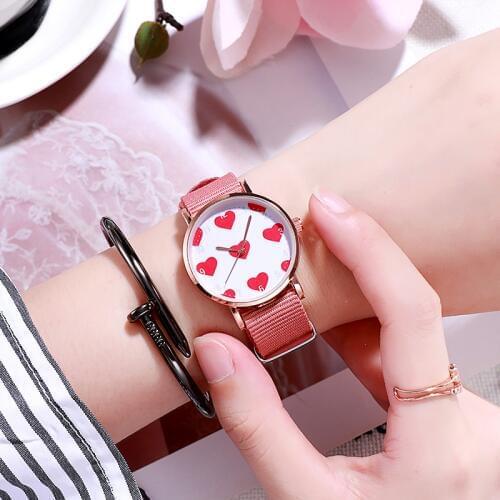 The new contracted fashion design students watch love fashion small dial canvas ladies watch