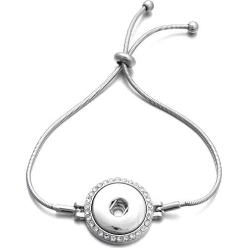 New Fashion Adjustable Chain Bracelets Metal Snap Bracelet Fit 18MM /12MM Snap Buttons DIY Snap Jewelry For Women ZE159