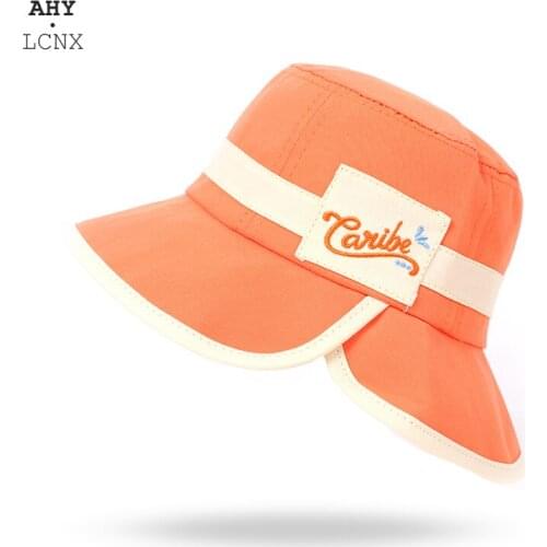 New Spring Boy Color Matching Bucket Hats Korean Style Letter Embroidery Girl Casual Sun Protection Kids Child Fisherman Hats