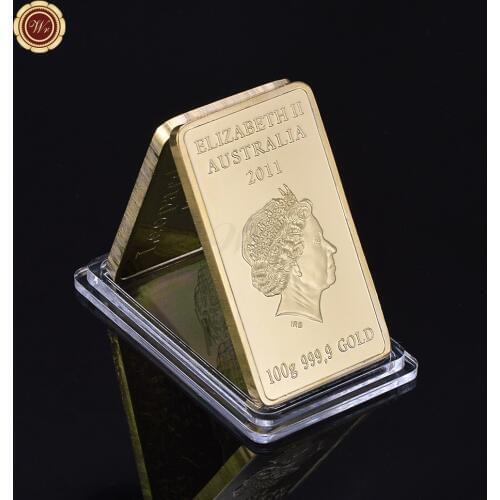 2011 Year Elizabeth II Australia 999.9 Gold Bar Tortoise Design Gold Plated Bullion Bar