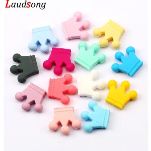 2-10pcs Crown Silicone Beads Baby Teething Toys Food Grade Silicone DIY Necklace Bracelet Pacifier Chain Pendant Accessories