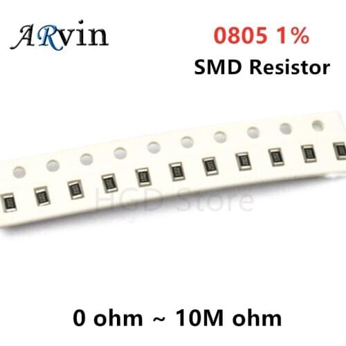 300Pcs 1% 0805 SMD Resistor 0R ~ 10M 1/8W 0 0.1 1 10 100 150 220 330 ohm 1K 2.2K 10K 100K 0R 1R 10R 100R 150R 220R 330R 1M 10M