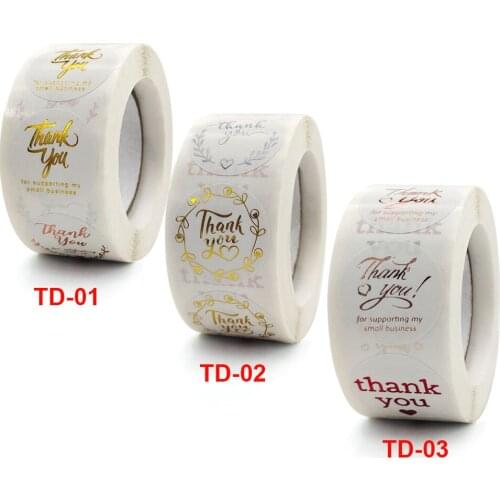 Color gold stamping thank you sticker seal rose gold self-adhesive roll sticker envelope gift decoration