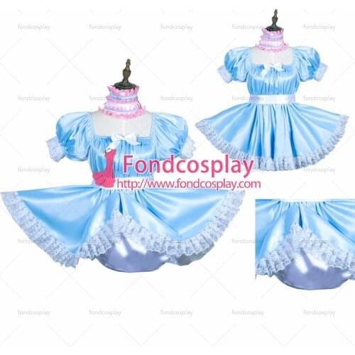 Sissy maid satin dress lockable Uniform cosplay costume Tailor-made[G3755]