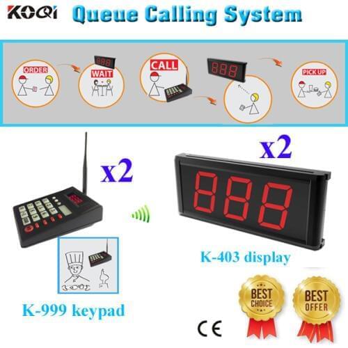 Number Calling Clinic Queue System Food Service Restaurant Hotel Equipment Display With Keypad (2 display+2 transmitter keypad)