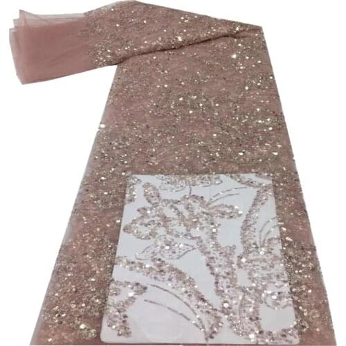 SJ Lace Sequins Nigerian Lace Fabric 2021 High Quality Lace French Tulle Lace Fabric Embroidery for Women Wedding Dress f5-95