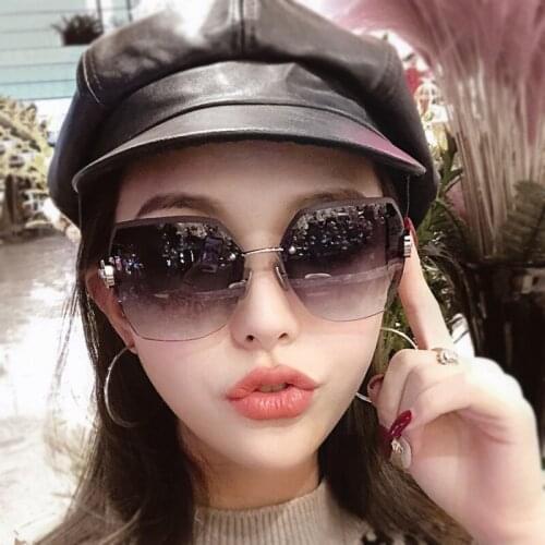 Sunglasses Women Luxury Trimming Gradient Shades Sun Glasses 2020 Ladies Vintage Framless Eyewear UV400 Fashion Shades gafas de