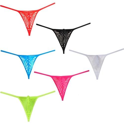 6PCS/Lot Sexy Bikini See-Through Male Thong underwear Transparent Mesh Mens Thongs Elastic Stretch G-strings Mini Shorts
