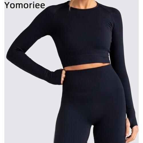 Knitting Seamless Workout Long Sleeve Shirts Pants Yoga Set Sports Gym Running Two-piece Set Clothes For Women Active Wear