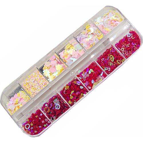 Ultrathin Nail Art Sequins Shiny Pink Red Love Star Glitter Manicure Decorations Tips Nail Paillette Flakes Makeup Accessories