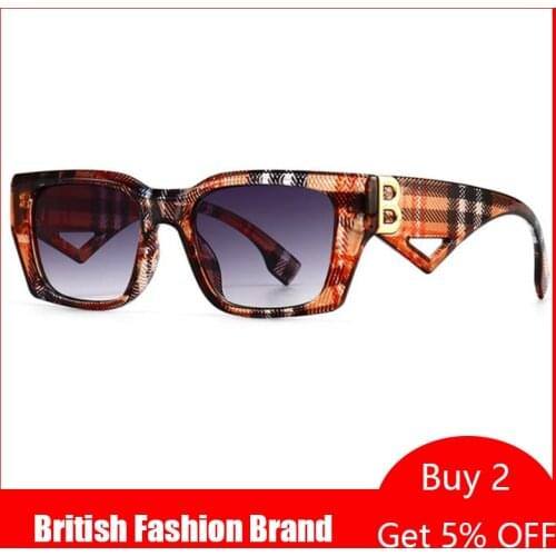 Unique Design Womens Black Rectangular Sunglasses 2021 British Fashion Luxury Brand Square Sun Glasses Women Men Newest Eyewear