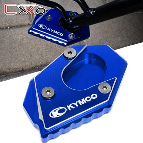 Motorcycle CNC Kickstand Extension Side Stand Plate Enlarger With Logo For KYMCO Xciting 250 Xciting 300 Xciting 400