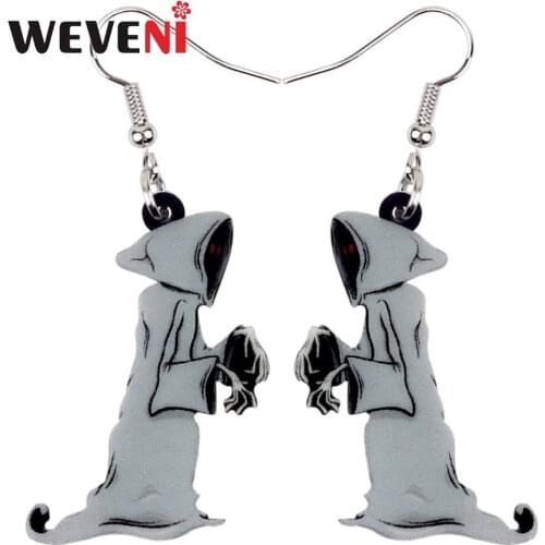 WEVENI Acrylic Halloween Grey Ghost Skeleton Earrings Drop Dangle Anime Costumes Jewelry For Women Girls Bijoux Gift Dropship